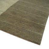 Beige and Brown Modern Geometrical Hand loom 5x8 wool and Art Silk area Rug-Area Rug-Parc Decor