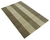 Beige and Brown Modern Geometrical Hand loom 5x8 wool and Art Silk area Rug-Area Rug-Parc Decor
