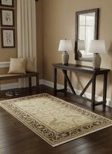 Beige And Brown Traditional Oushak Design Hand Knotted 3x5 Wool Area Rug