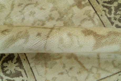 Beige And Brown Traditional Oushak Design Hand Knotted 3x5 Wool Area Rug