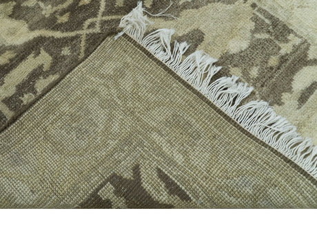 Beige And Brown Traditional Oushak Design Hand Knotted 3x5 wool area rug