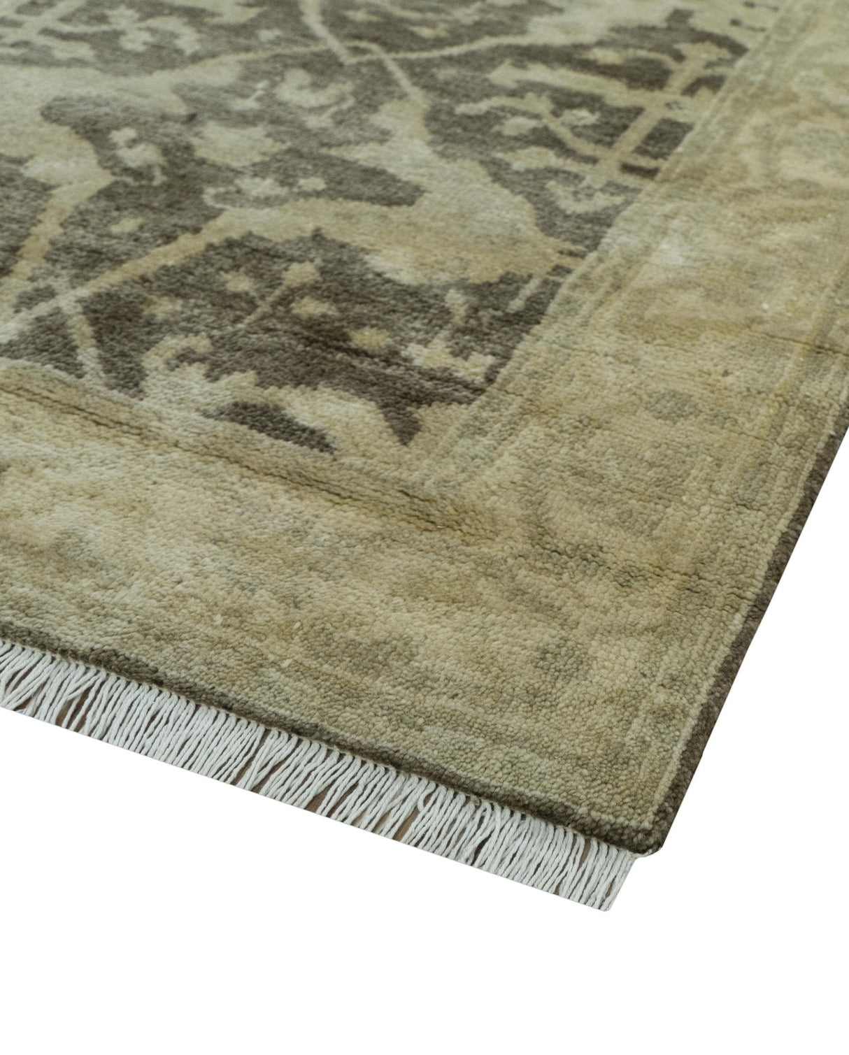 Beige And Brown Traditional Oushak Design Hand Knotted 3x5 wool area rug