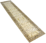 Beige and Brown Traditional Oushak Hand Knotted Wool 2.8x12 Area Rug