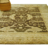 Beige And Brown Traditional Oushak Hand knotted Wool Area Rug