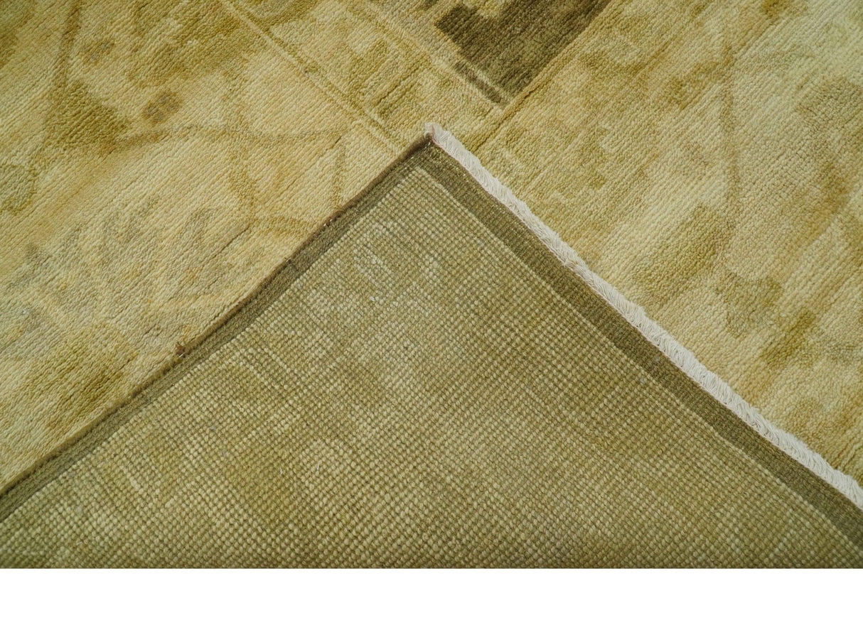 Beige And Brown Traditional Oushak Hand knotted Wool Area Rug