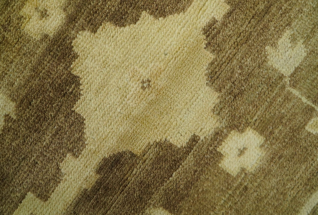Beige And Brown Traditional Oushak Hand knotted Wool Area Rug
