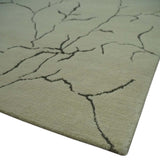 Beige and Charcoal Hand loom Crack Design 6x9 wool and Art Silk Area Rug-Area Rug-Parc Decor
