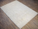 Beige and Charcoal Modern Handmade 5x8 Wool Area Rug