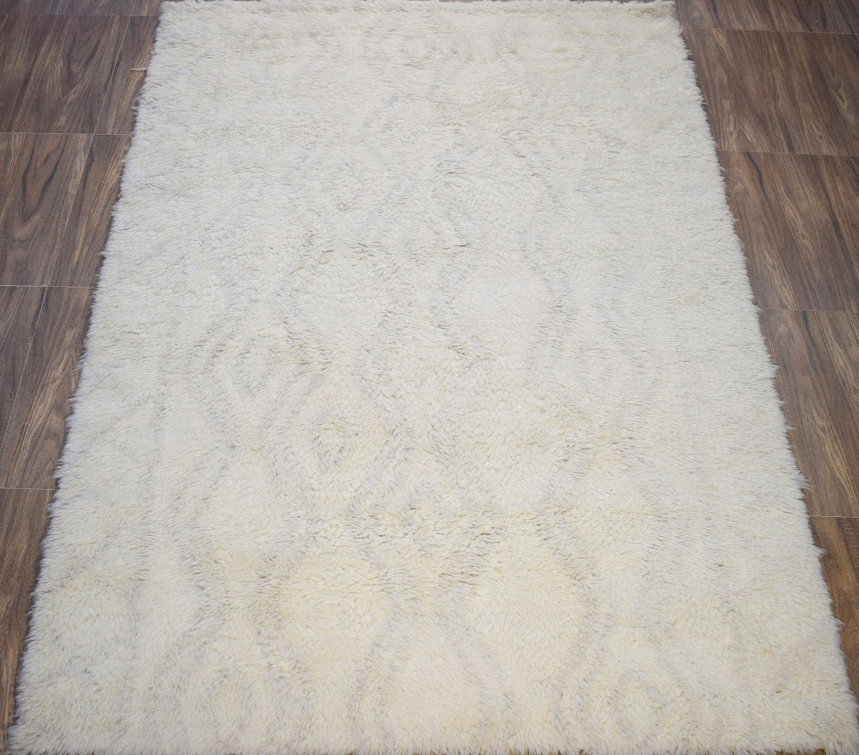 Beige and Charcoal Modern Handmade 5x8 Wool Area Rug