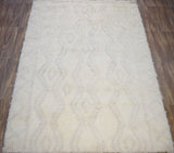 Beige and Charcoal Modern Handmade 5x8 Wool Area Rug