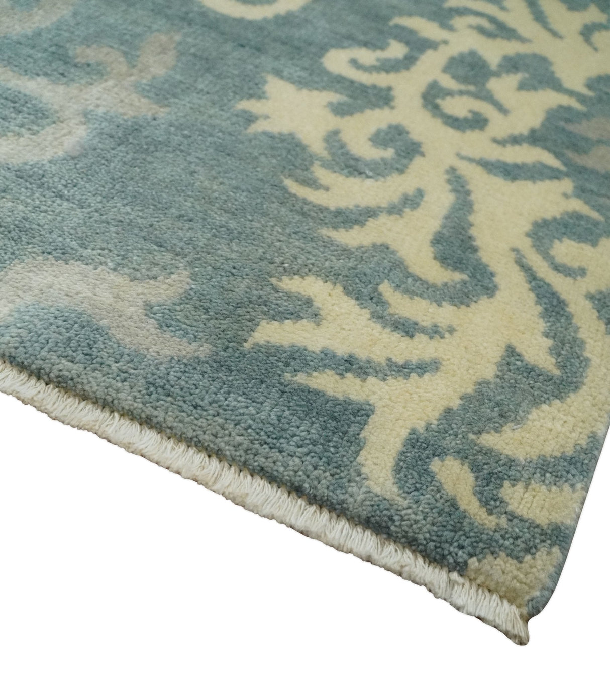 Beige and Gray 2x3 Hand Knotted Traditional Wool Rug