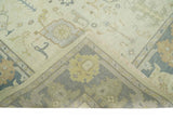Beige and Gray Hand Knotted Traditional Persian Oushak Wool Rug