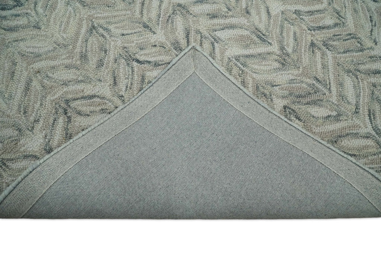 Beige and Gray Hand Tufted Modern Wool Loop Rug