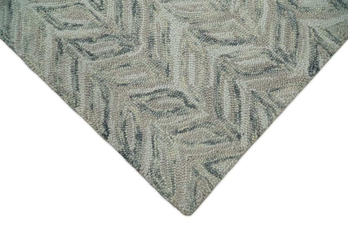 Beige and Gray Hand Tufted Modern Wool Loop Rug