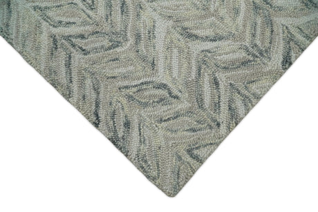 Beige and Gray Hand Tufted Modern Wool Loop Rug