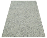 Beige and Gray Hand Tufted Modern Wool Loop Rug
