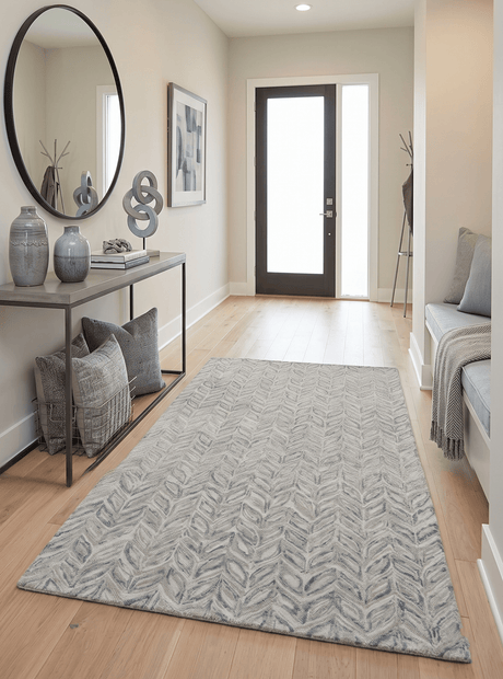 Beige and Gray Hand Tufted Modern Wool Loop Rug