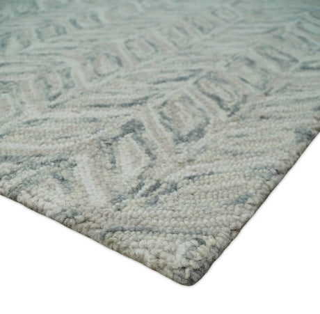 Beige and Gray Hand Tufted Modern Wool Loop Rug