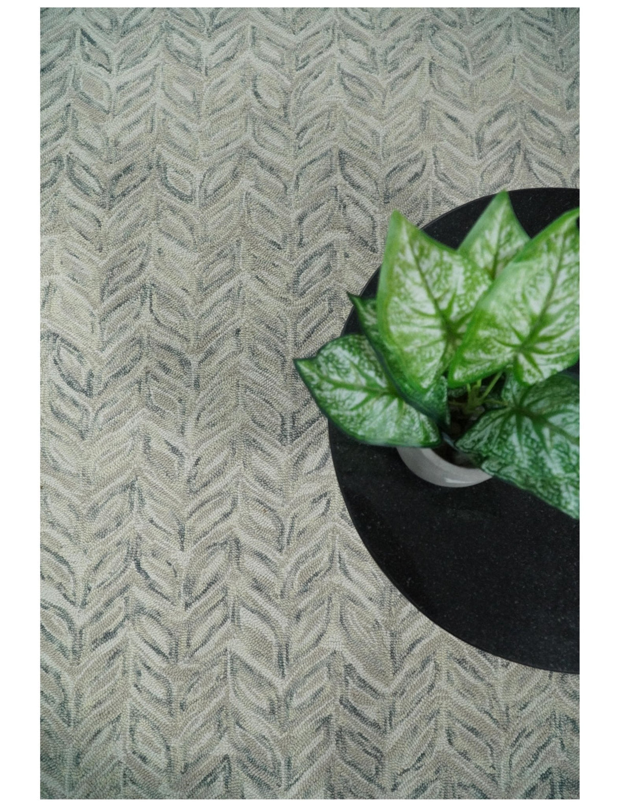 Beige and Gray Hand Tufted Modern Wool Loop Rug