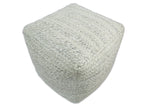 Beige and Gray Modern Chevron Handwoven Viscose Pouf