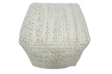 Beige and Gray Modern Chevron Handwoven Viscose Pouf