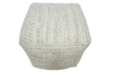 Beige and Gray Modern Chevron Handwoven Viscose Pouf