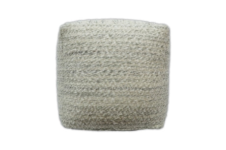 Beige and Gray Modern Chevron Handwoven Viscose Pouf