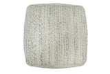 Beige and Gray Modern Chevron Handwoven Viscose Pouf