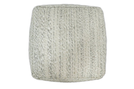 Beige and Gray Modern Chevron Handwoven Viscose Pouf