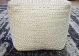 Beige and Gray Modern Chevron Handwoven Viscose Pouf