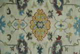 Beige and Gray Traditional Oriental Oushak Hand Knotted Wool Area Rug