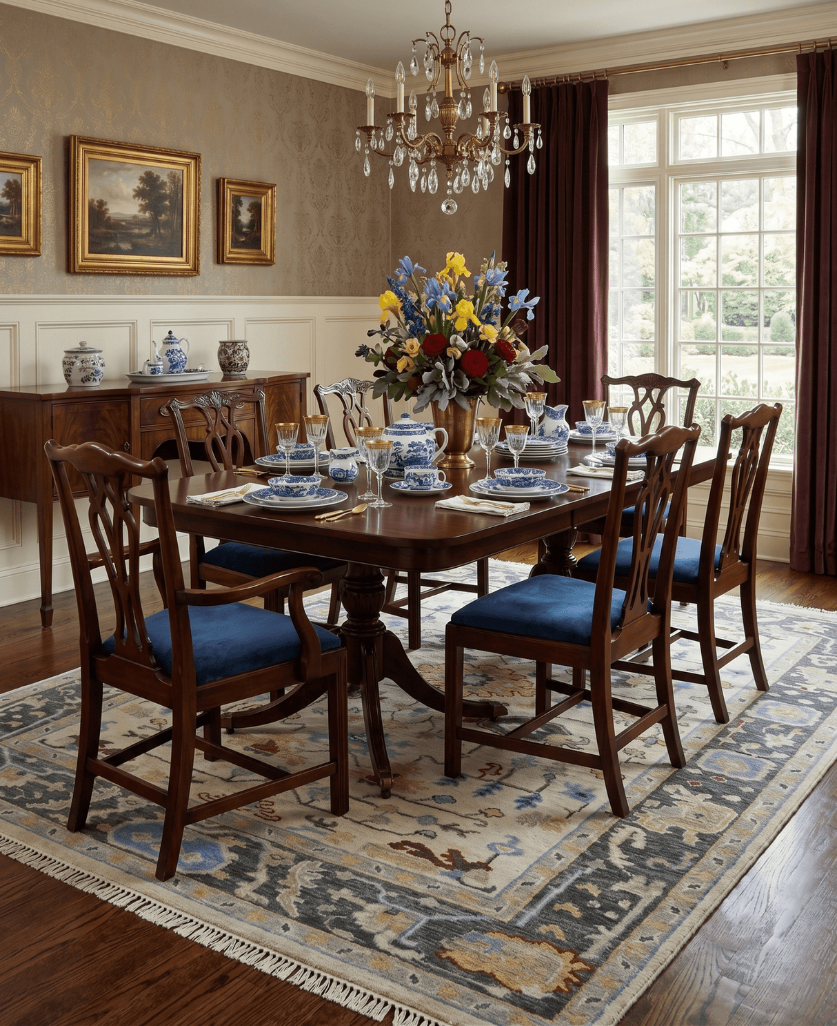 Beige and Gray Traditional Oriental Oushak Hand Knotted Wool Area Rug