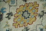 Beige and Gray Traditional Oriental Oushak Hand Knotted Wool Area Rug