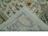 Beige and Gray Traditional Oriental Oushak Hand Knotted Wool Area Rug
