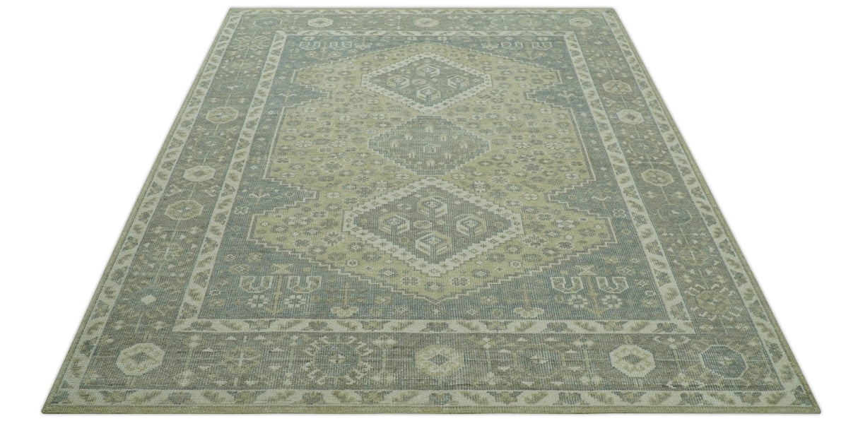 Beige And Gray Traditional Turkish Design 8x10 Hand Knotted Wool Area Rug