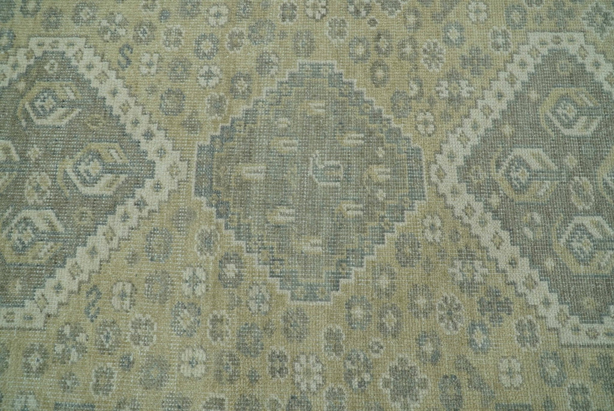 Beige And Gray Traditional Turkish Design 8x10 Hand Knotted Wool Area Rug
