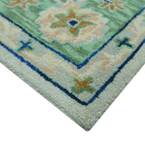 Beige and Green traditional Floral Oriental Oushak Hand Tufted Multi Size wool rug
