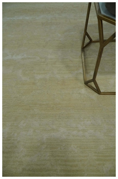 Beige and Ivory Modern Abstract Hand loom 5x8 wool And Art Silk Area Rug-Area Rug-Parc Decor