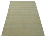Beige and Ivory Modern Abstract Hand loom 5x8 wool And Art Silk Area Rug-Area Rug-Parc Decor
