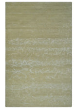 Beige and Ivory Modern Abstract Hand loom 5x8 wool And Art Silk Area Rug-Area Rug-Parc Decor