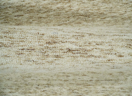 Beige and Ivory Modern Solid Hand Woven Wool Rug