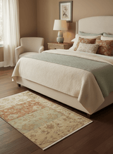 Beige And Rust Traditional Serapi Design Hand Knotted 2x5 Wool Area Rug