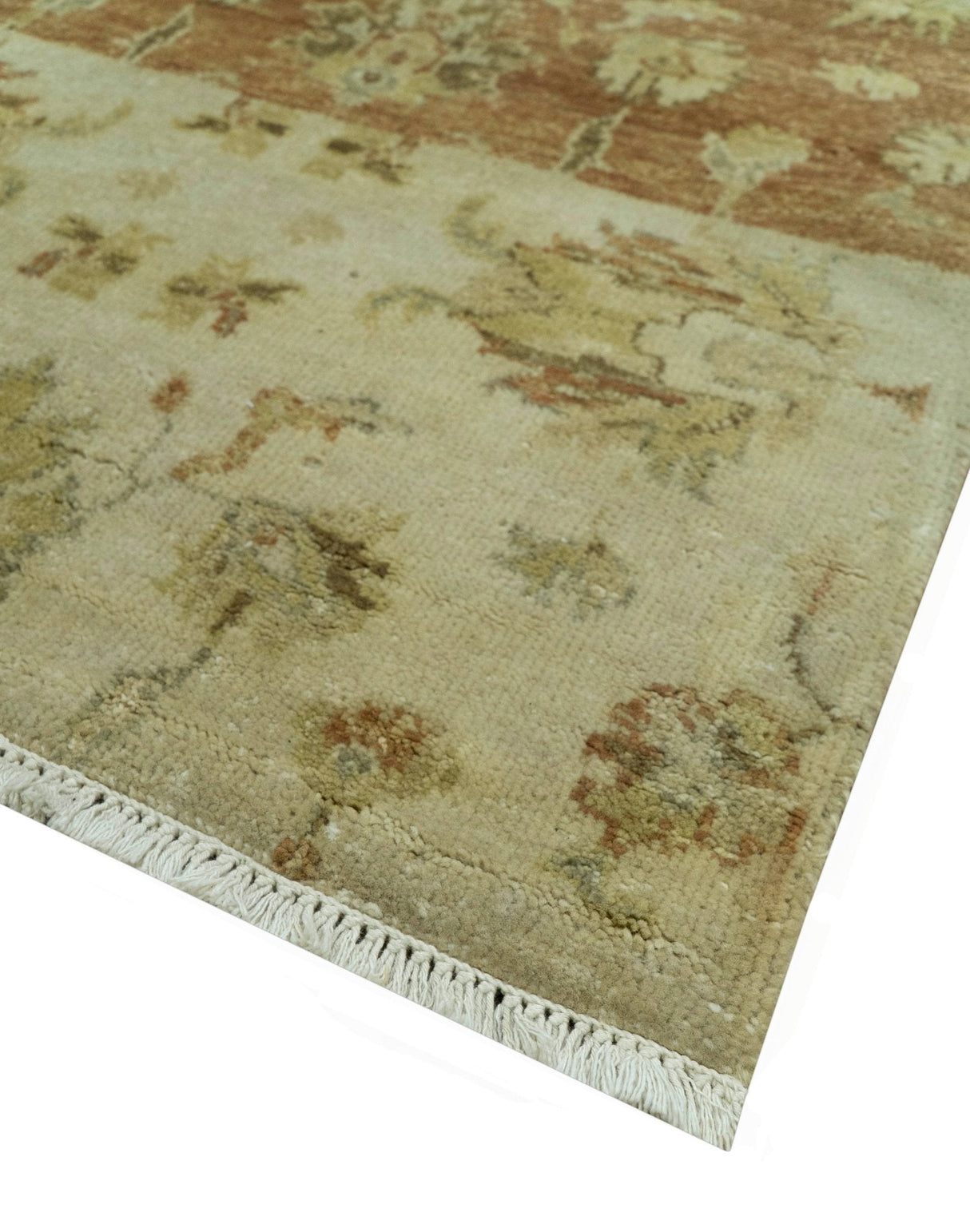 Beige And Rust Traditional Serapi Design Hand Knotted 2x5 Wool Area Rug