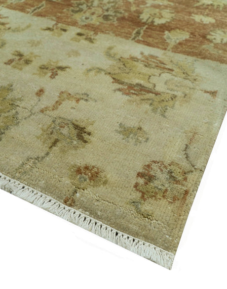 Beige And Rust Traditional Serapi Design Hand Knotted 2x5 Wool Area Rug