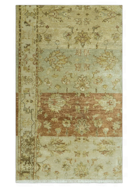 Beige And Rust Traditional Serapi Design Hand Knotted 2x5 Wool Area Rug