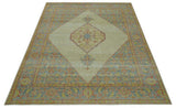 Beige and Rust Traditional Turkish Medallion Hand Knotted 8x10 Wool Area Rug