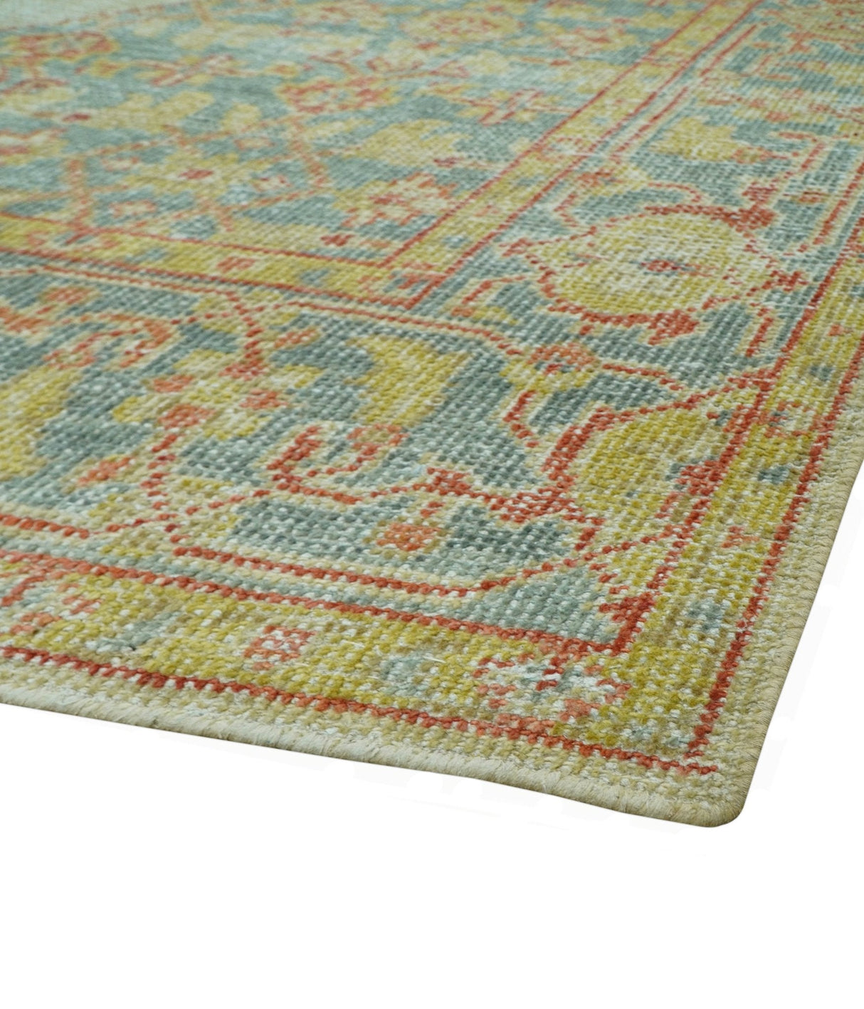 Beige and Rust Traditional Turkish Medallion Hand Knotted 8x10 Wool Area Rug
