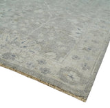 Beige and Silver Custom Made Antique Style Distressed Finished Low Pile wool Area Rug