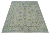 Beige And Silver Traditional Oushak Wool Hand knotted Wool area Rug