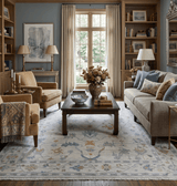 Beige And Silver Traditional Oushak Wool Hand knotted Wool area Rug